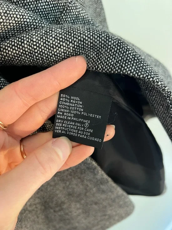 Vintage Kasper Gray Wool Tweed Blazer Coat Tailored Preppy Academia Office - Picture 4 of 5